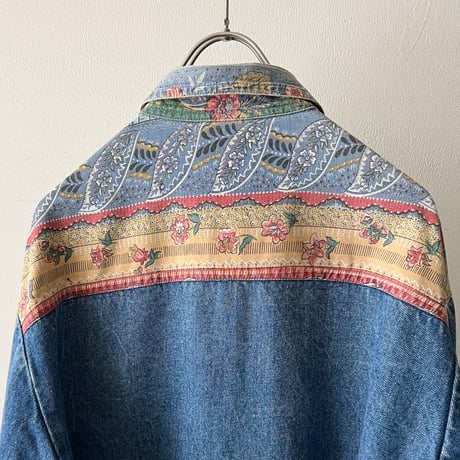 Vintage Native Pattern Design Denim Shirt