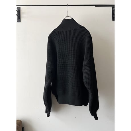 Balloon Sleeve Half-zip High Neck Knit