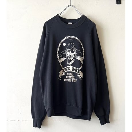 80-90's Black Color Print Design Sweat (made in usa)