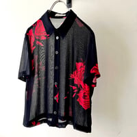 Euro Vintage Flower Pattern Short Sheer Blouse