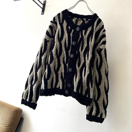 Vintage 3d Design Chenille Knit Cardigan