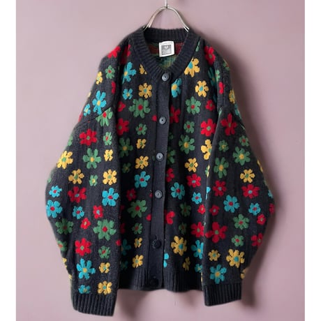 Euro Vintage Flower Pattern Knit Cardigan (made in Italy)