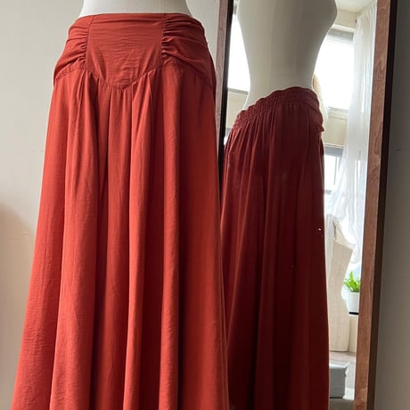 Euro Vintage Gather Waist Long Pleats Skirt