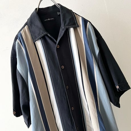 Vintage Line Design Open Collar Shirt