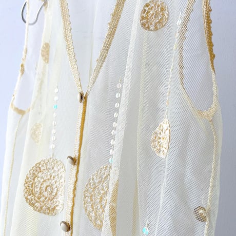 Lace and Spangle Design Sheer Vest