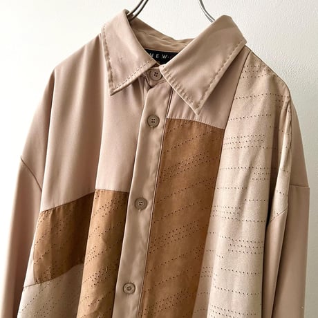 90-00's Swicth Pattern Fake Suede Shirt