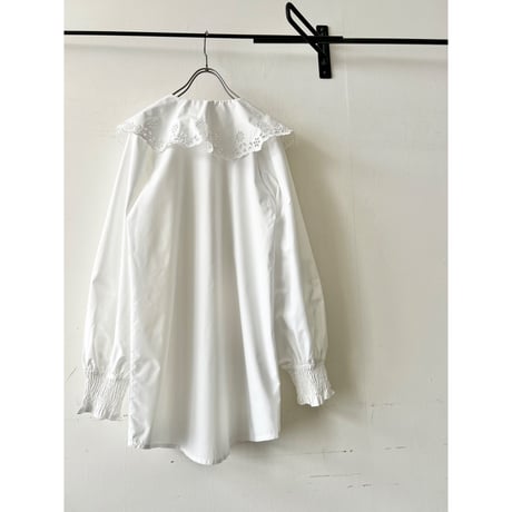 Lace Collar White Long Blouse
