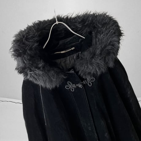 Euro Vintage China Button Design Fur Hood Coat
