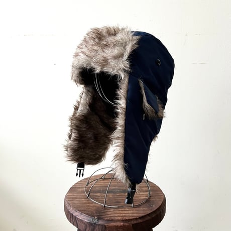 Nylon & Fake Fur Flight Cap (ネイビー)