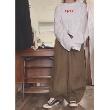【ブラウン】リネンツイルイージーパンツ