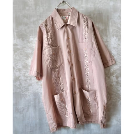 90's Chic Elegant Pink Beige Color Cuba Shirt