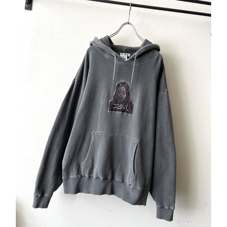 x-girl Embroidery Face Logo Fade Black Hoodie
