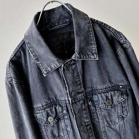 90-00's Black Dyed Damage Denim JKT