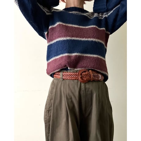 Vintage Border Pattern Shot Knit Sweater