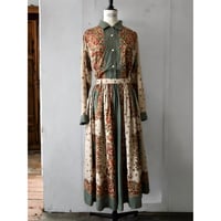 Vintage Flower Pattern Shirt&Skirt 2piece-sets