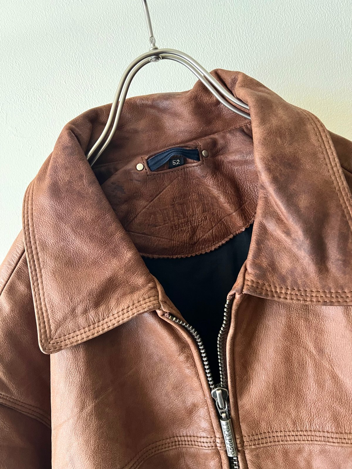 Euro Vintage TRAPPER Zip-up Leather JKT (made i