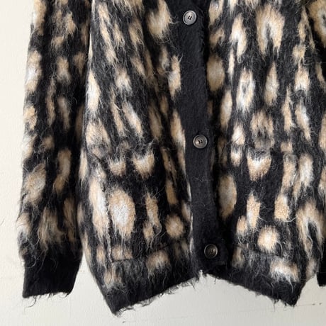 Old Leopard Pattern Shaggy Wool Cardigan