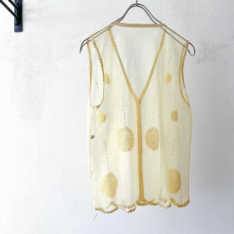 Lace and Spangle Design Sheer Vest