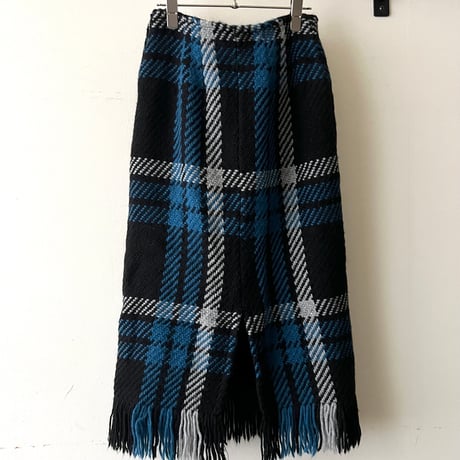 John Branigan Plaid Pattern Knit Long Skirt (made in Ireland)
