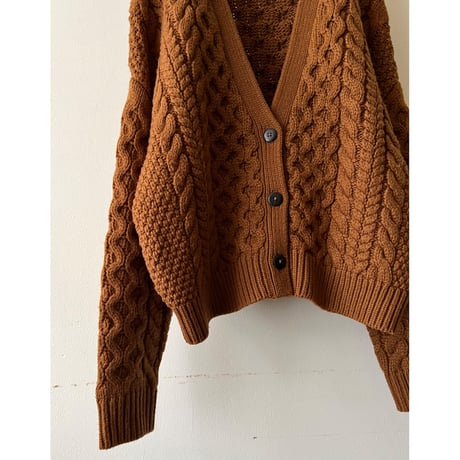 Mocha Brown Short Aran Knit Cardigan