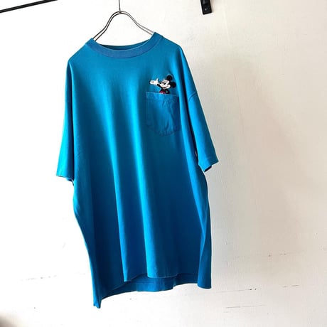 90's Mickey Mouse Embroidery Design Pocket Tee (made in USA)