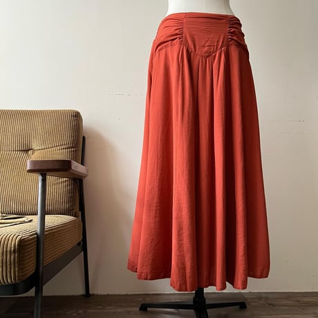 Euro Vintage Gather Waist Long Pleats Skirt