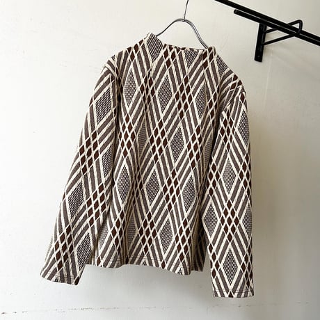 Vintage Geometric Pattern High Neck Cut and sew