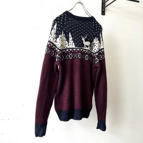 Old Nordic Pattern Knit Sweater
