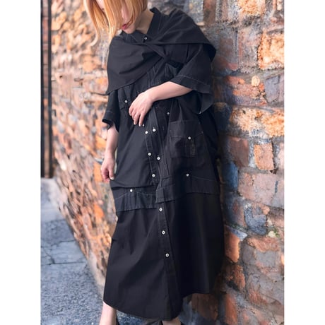" Black Dyed & Remake " Maxi Shirt Dress