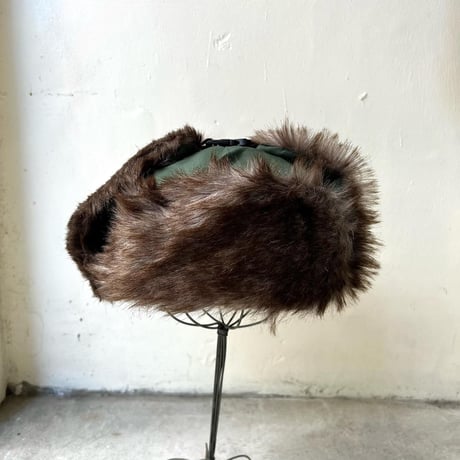 Nylon & Fake Fur Flight Cap (グリーン)