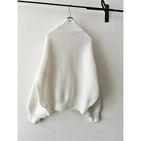 Balloon Sleeve Half-zip High Neck Knit