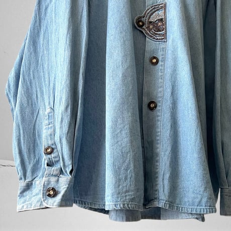 Euro Vintage Embroidery Design Denim Shirt