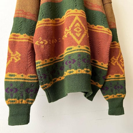 90's Euro Geometric Pattern Knit Sweater