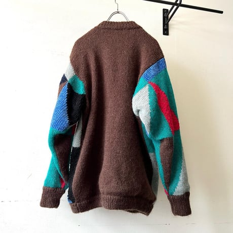 Vintage Multicolor Switch Pattern Knit Cardigan