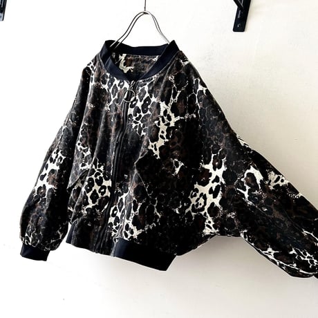 80-90's Leopard Pattern Dolman Sleeve Short JKT