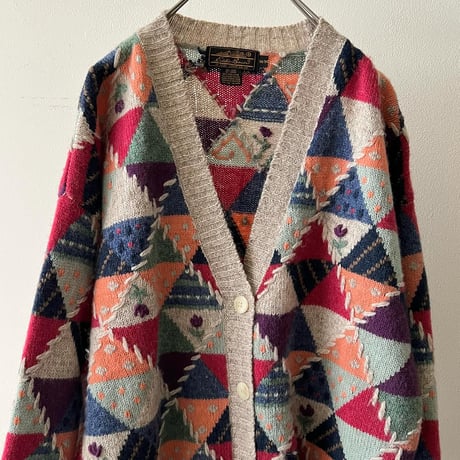 90's Eddie Bauer Patchwork Design Knit Cardigan
