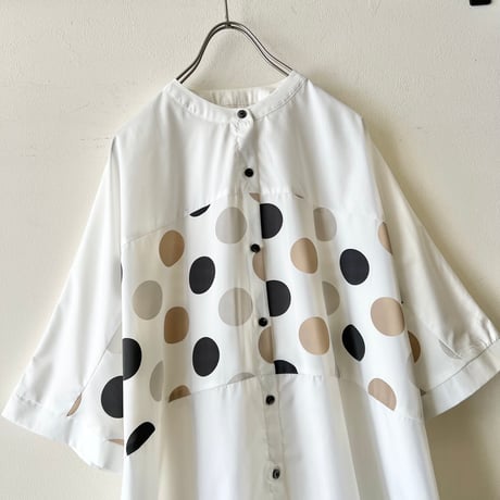 Polka Dot Pattern Half Sleeve Blouse