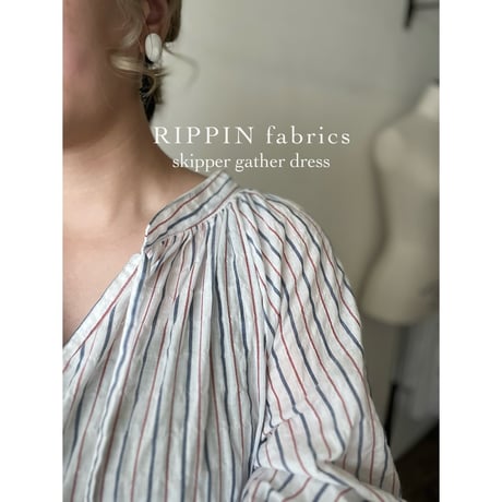【即納品】スキッパーギャザードレス/トリコロール