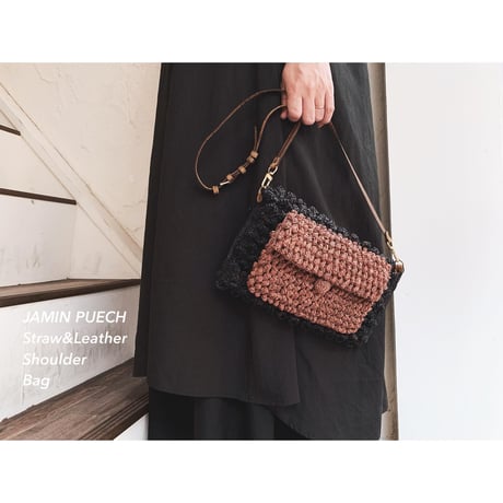 JAMIN PUECH Straw & LeatherショルダーBag