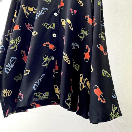 80-90's Sandals Pattern Rayon Shirt