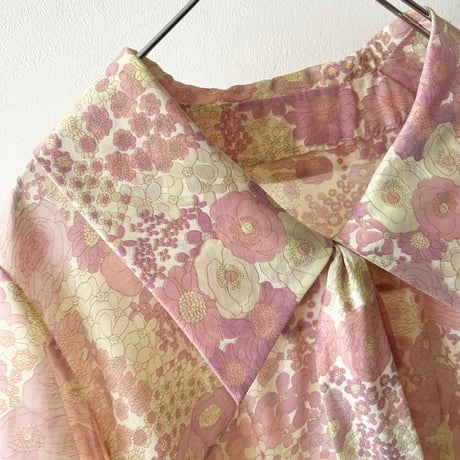 Euro Vintage Big Collar &Ribbon Flower Pattern Short Blouse