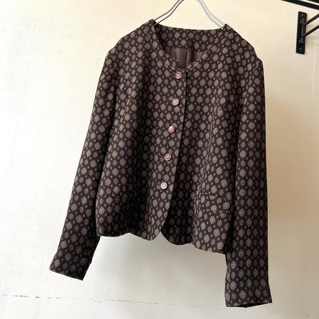 Vintage Geometric Pattern No Collar Short JKT