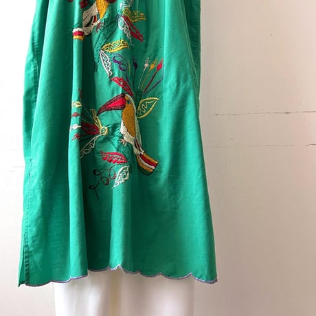 Vintage Embroidery Birds Design Mexican Dress
