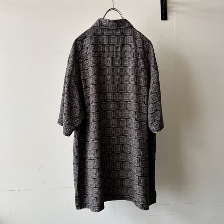 Vintage Geometric Pattern Silk Shirt