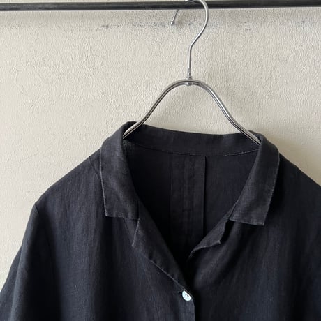 Linen Open Collar Shirt Dress