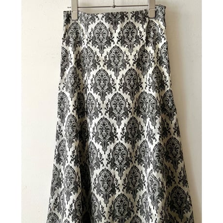 Damask Pattern Satin Long Skirt