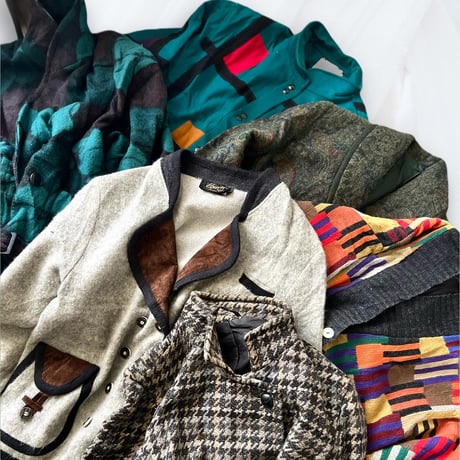 80-90's Euro Flower Pattern Wool JKT