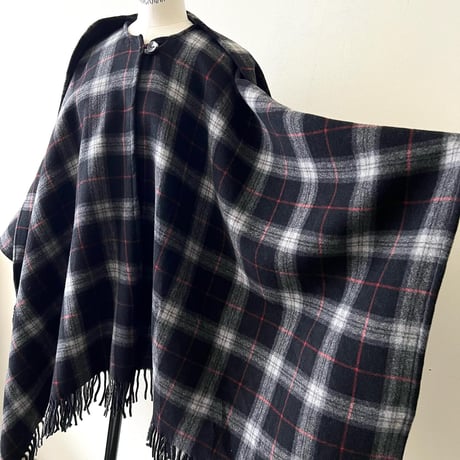 Euro Vintage Check Pattern Cape Coat
