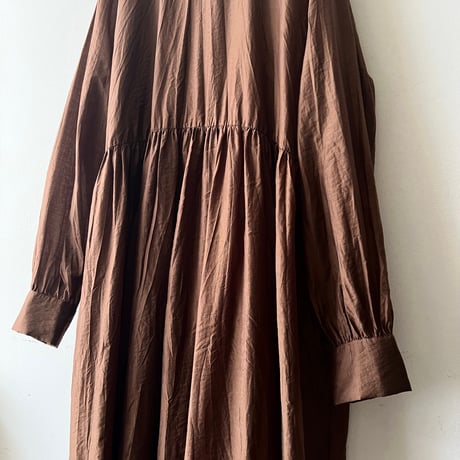 Mocha Mousse Color Gather Maxi Dress