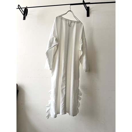 Side Frill Cotton Pullover Dress
